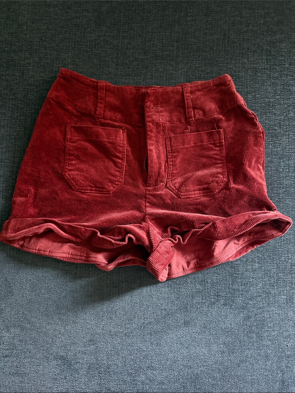 Altar'd State High-Waist Corduroy Shorts in Burgundy